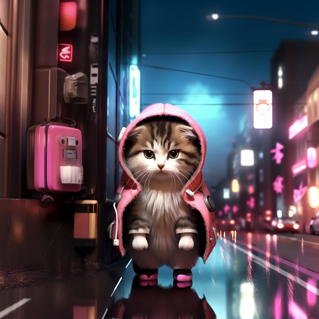 Jinny's cat (kiki & Simba) ,  wear tech clothes , cyberpunk sytle , AI +PS